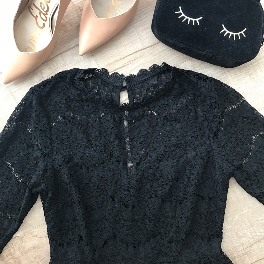 SoieBlu Lace Illusion Yoke Tiered Flare Dress