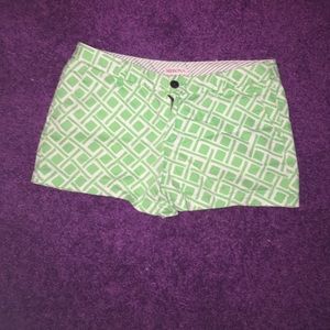 green and white aztec pattern cute shorts!