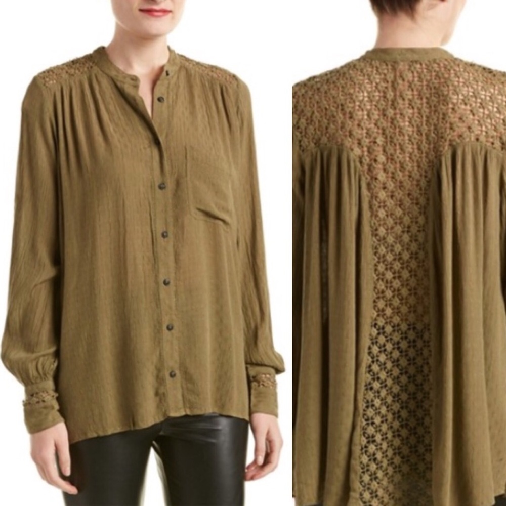 Free People Gauzy Crochet Blouse