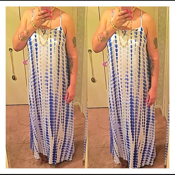 Tie Dye Dress with Cross Back- BLUE - Picture 5 of 5