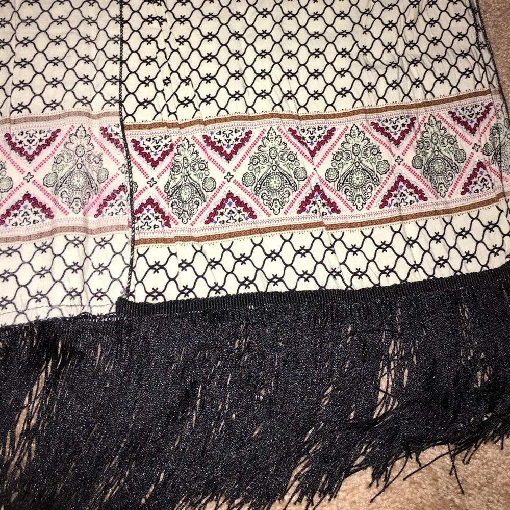 Anthropologie Kimono w black fringe