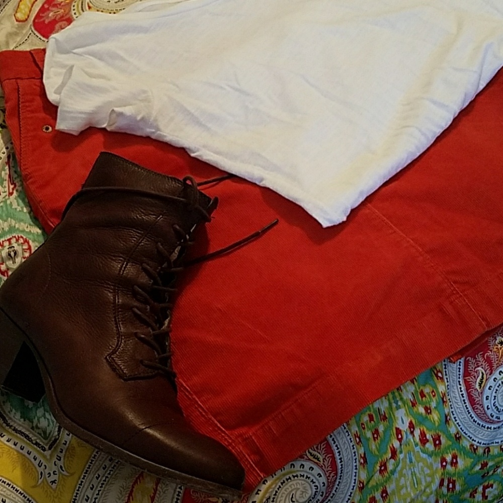 Orange Corduroy J Crew Skirt