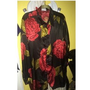 🚨 Rose Pattern Sulk Blouse Button Up