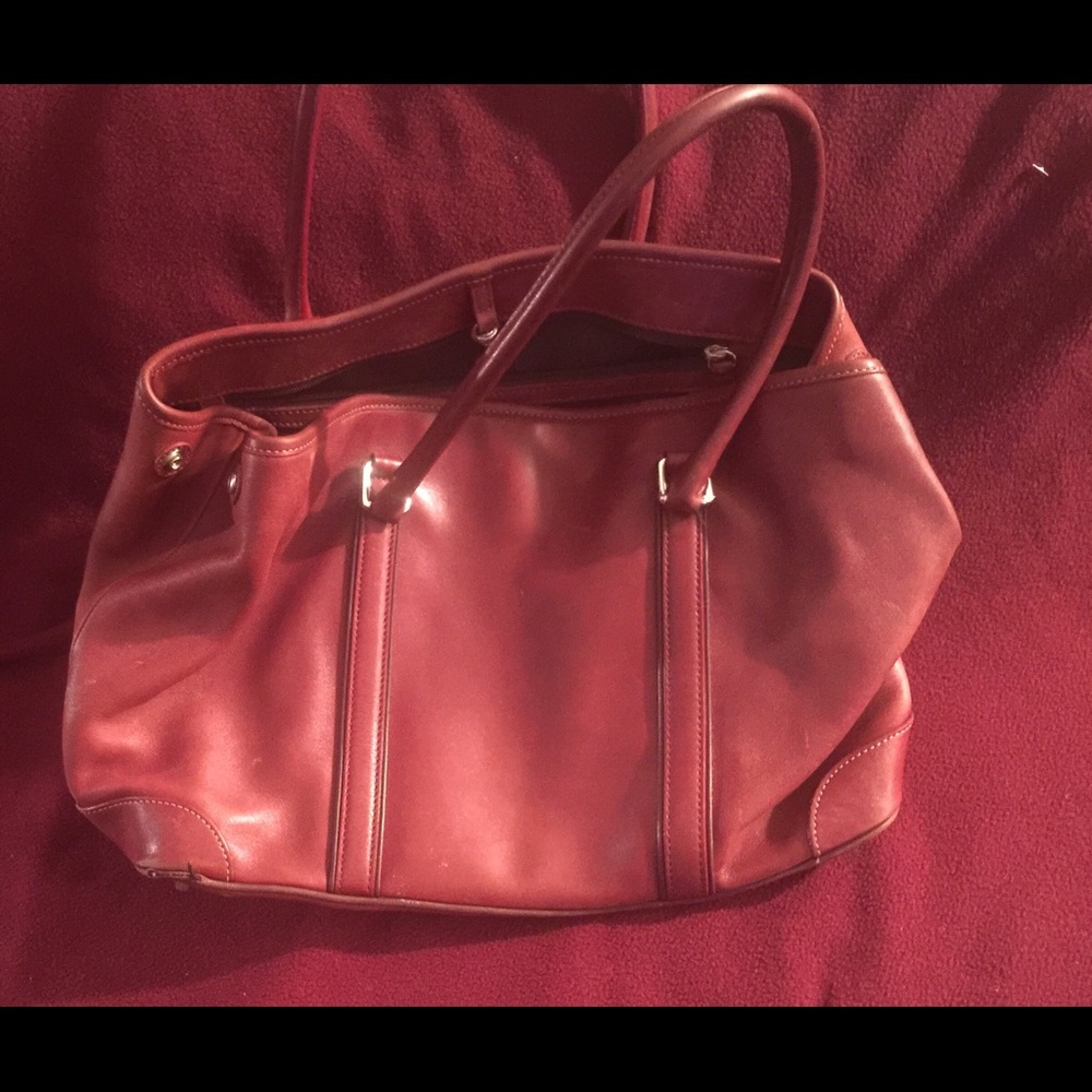 Coach Burgundy tote bag height 9 1/2 width 15