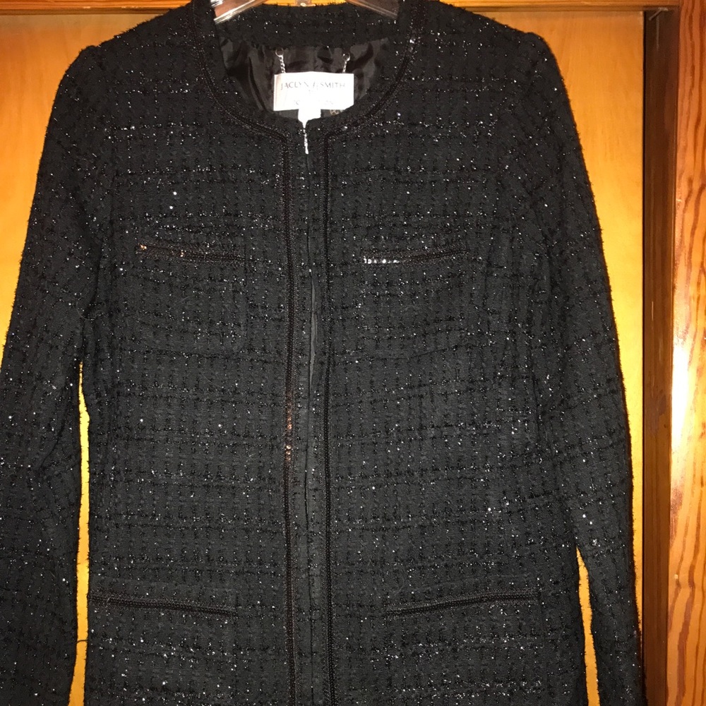 Stunning straight lined shimmer black jacket
