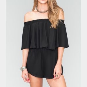 Show Me Your Mumu Rosarita Romper in Black Crisp