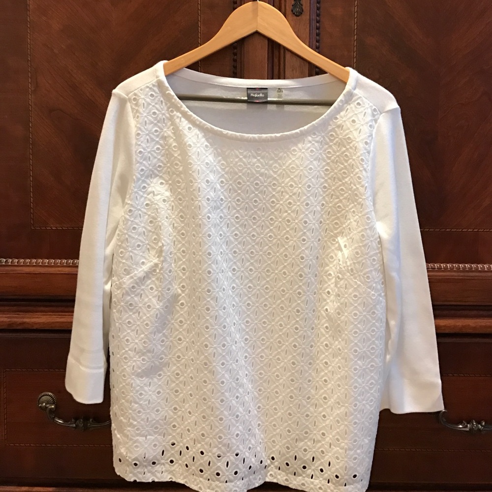 Women's Rafaella petite large white top