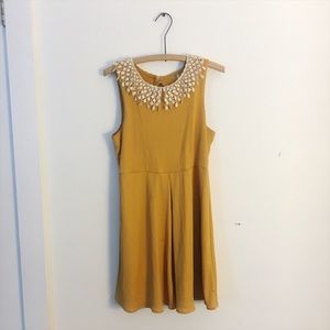 Free People yellow crochet Peter Pan dress