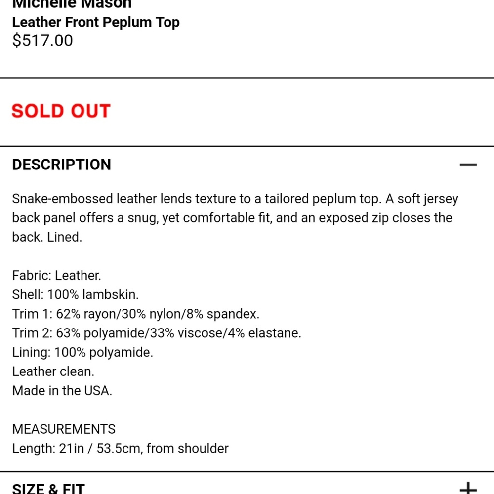 Mason by Michelle Mason Black Leather Peplum Top - Picture 2 of 7