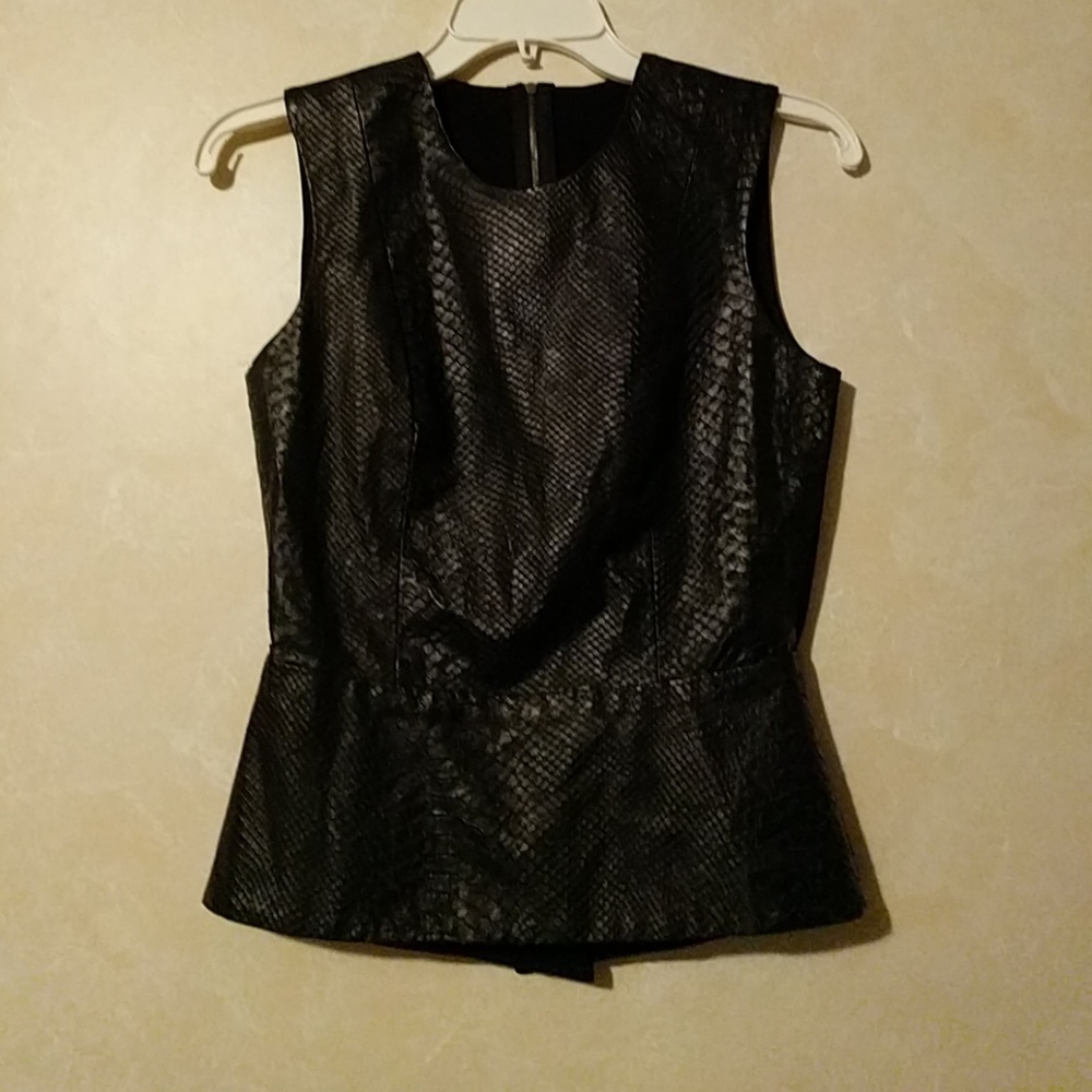 Mason by Michelle Mason Black Leather Peplum Top - Picture 5 of 7