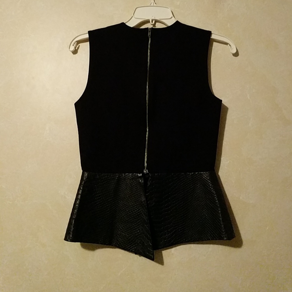 Mason by Michelle Mason Black Leather Peplum Top - Picture 6 of 7