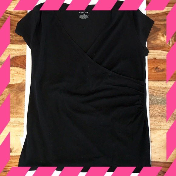 Merona Tops - Merona Black Deep "V" Short Sleeve Shirt Sx XXLg