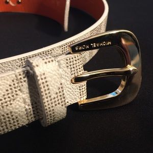 MMK Monogram Logo Women's Belt, white/Orange (M)