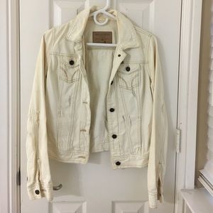 Cream/ivory destructed jean jacket from Hollister