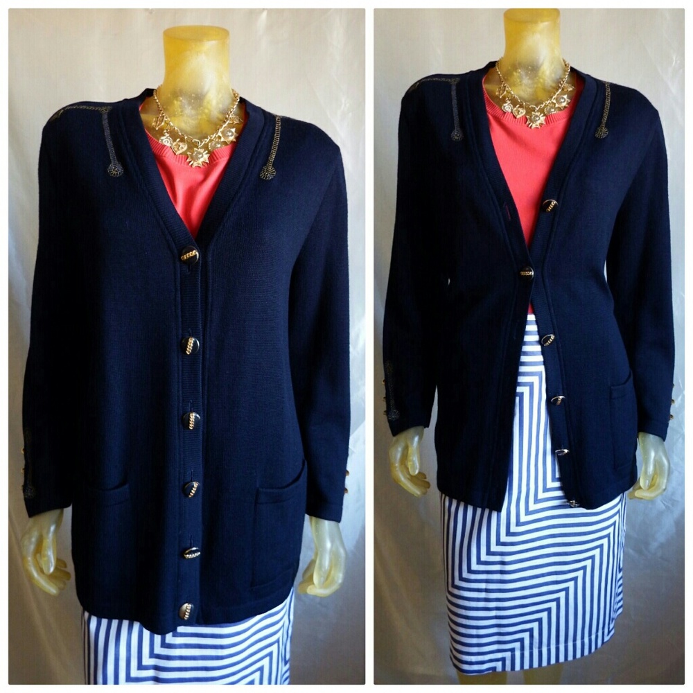 Vintage Lucia Navy Wool Cardigan