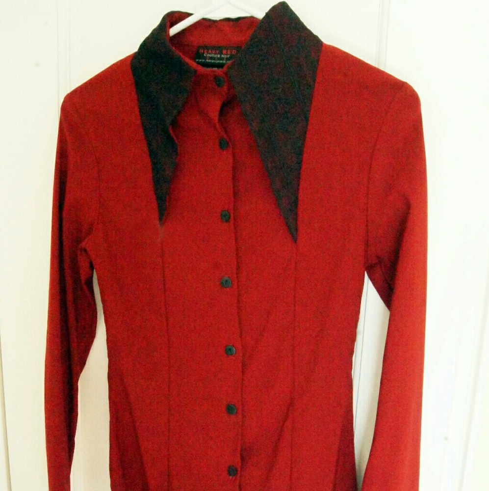 Pointed collar button up blouse