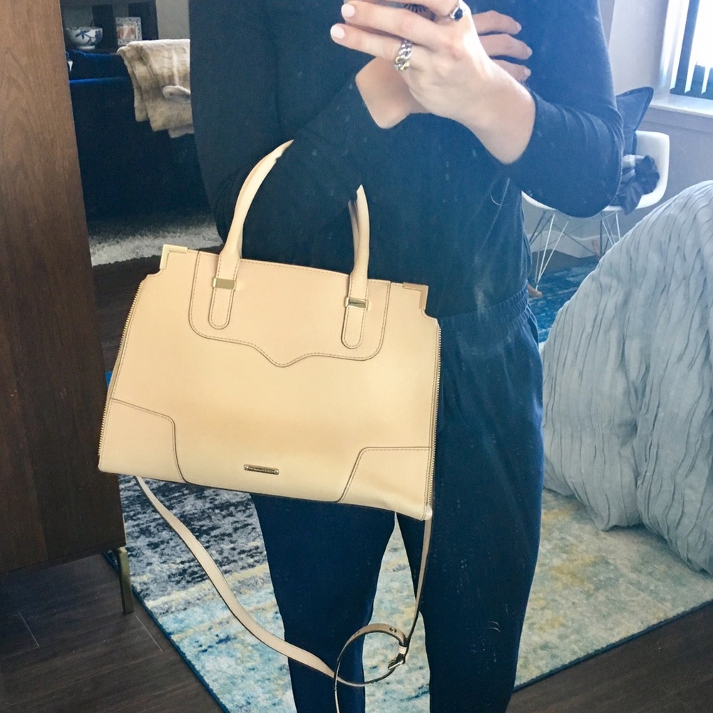 Rebecca Minkoff peach satchel w/ crossbody strap