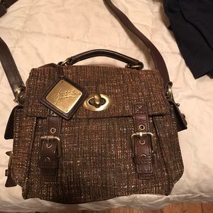 Wool with leather trim badgley mischka cross body