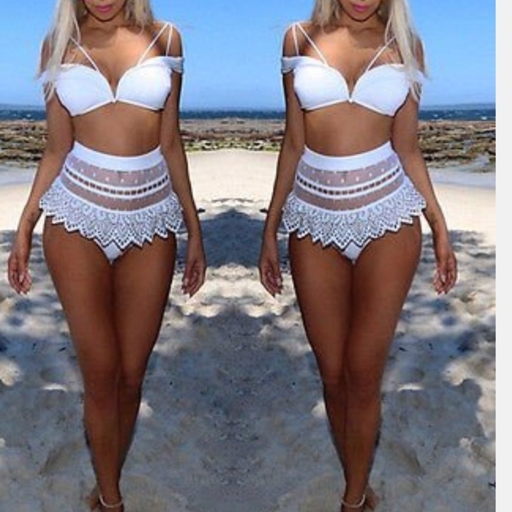 White 2pc bikini.