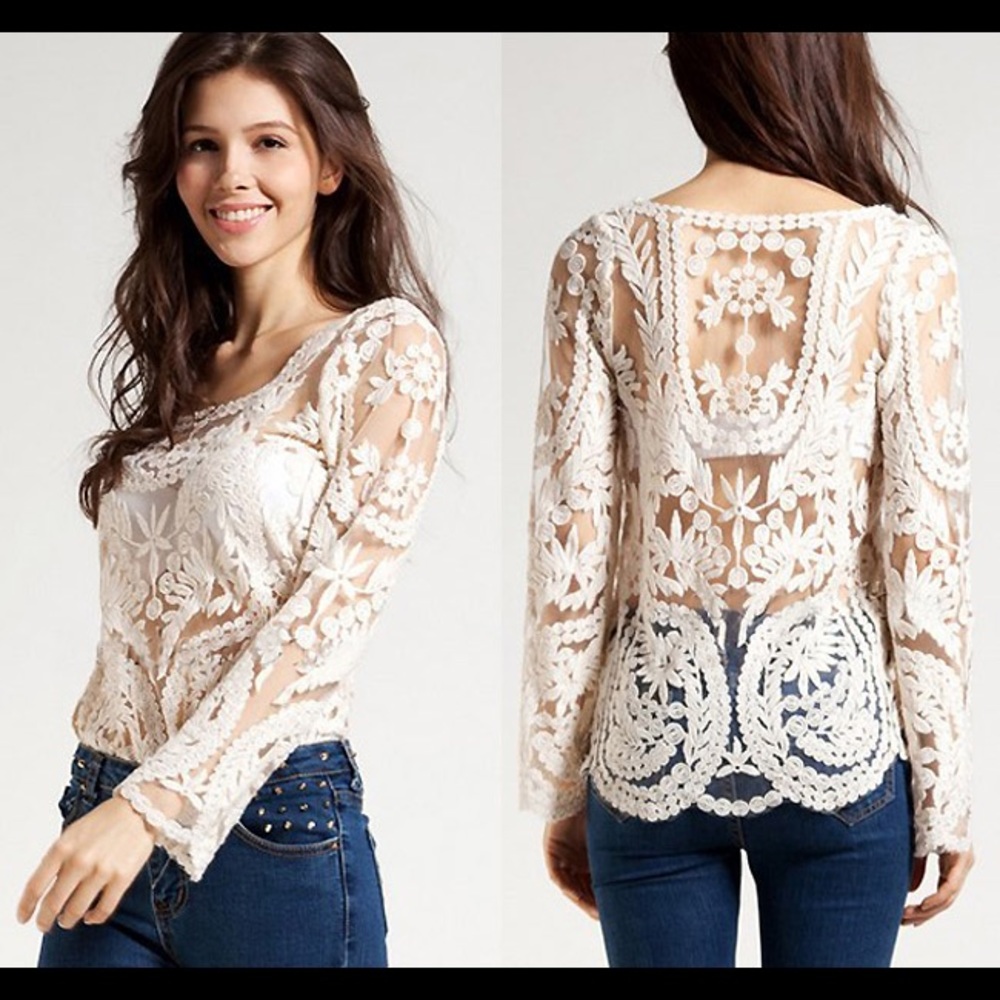 NWOT Sheer Long Sleeve Top