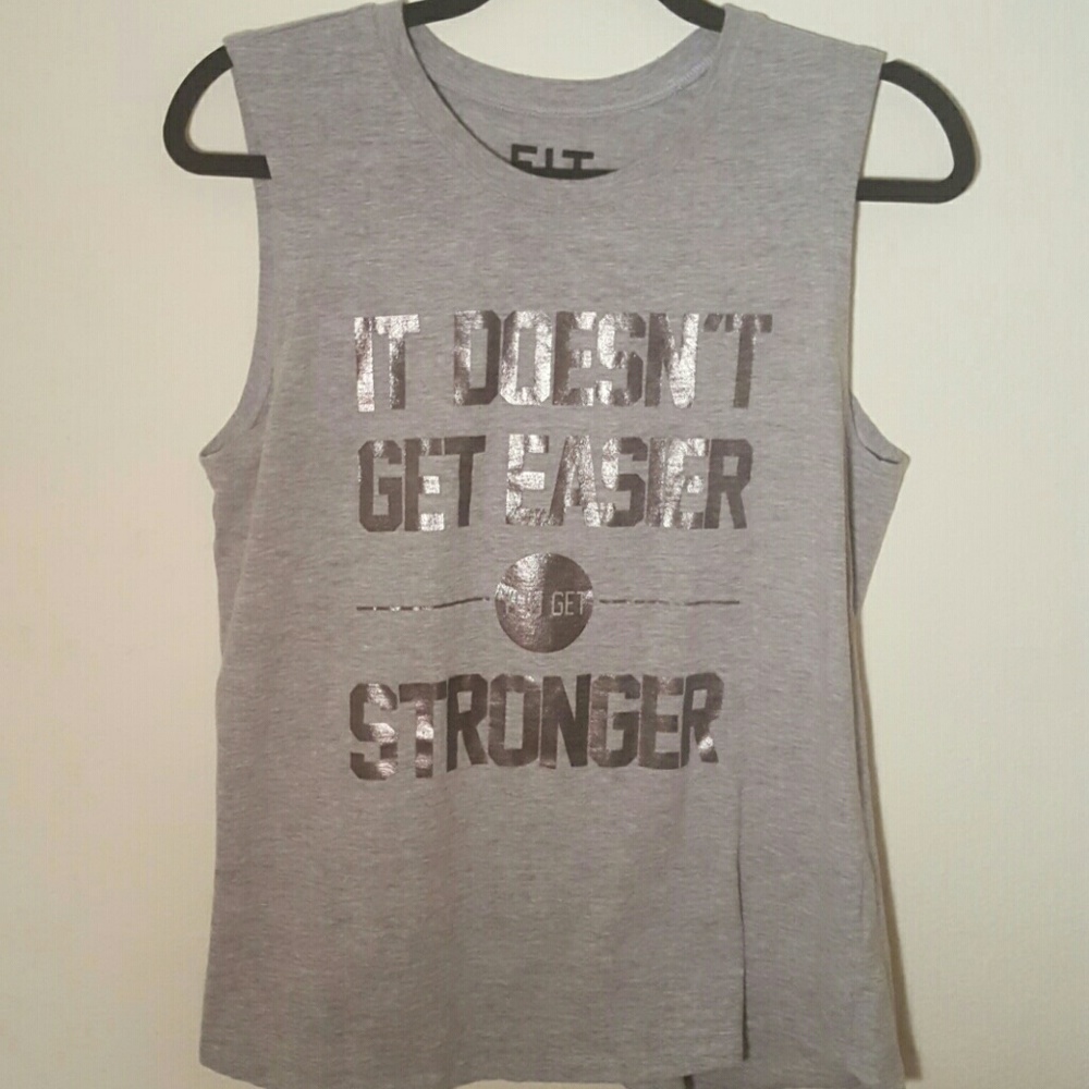Gray and Silver Metallic Fitness Tank Top