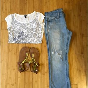 Aeropostale distressed boot cut jeans.