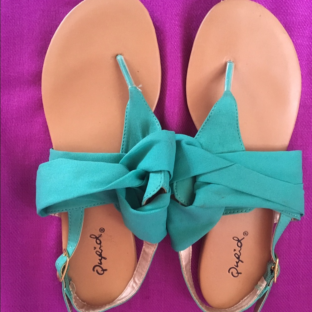 Turquoise Sandals, Qupid, Size 7