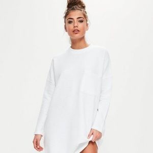 Missguided White Ribbed Pocket Sweater Dress