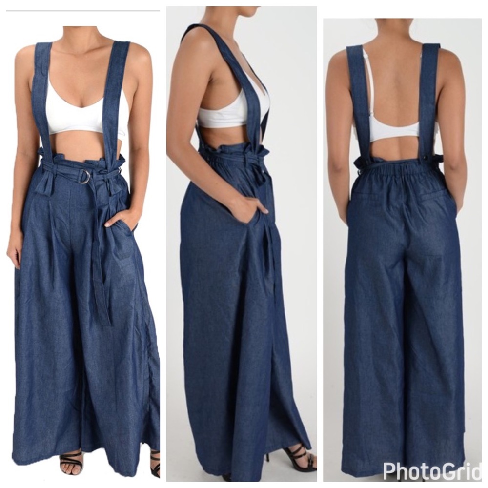 Wide leg overalls