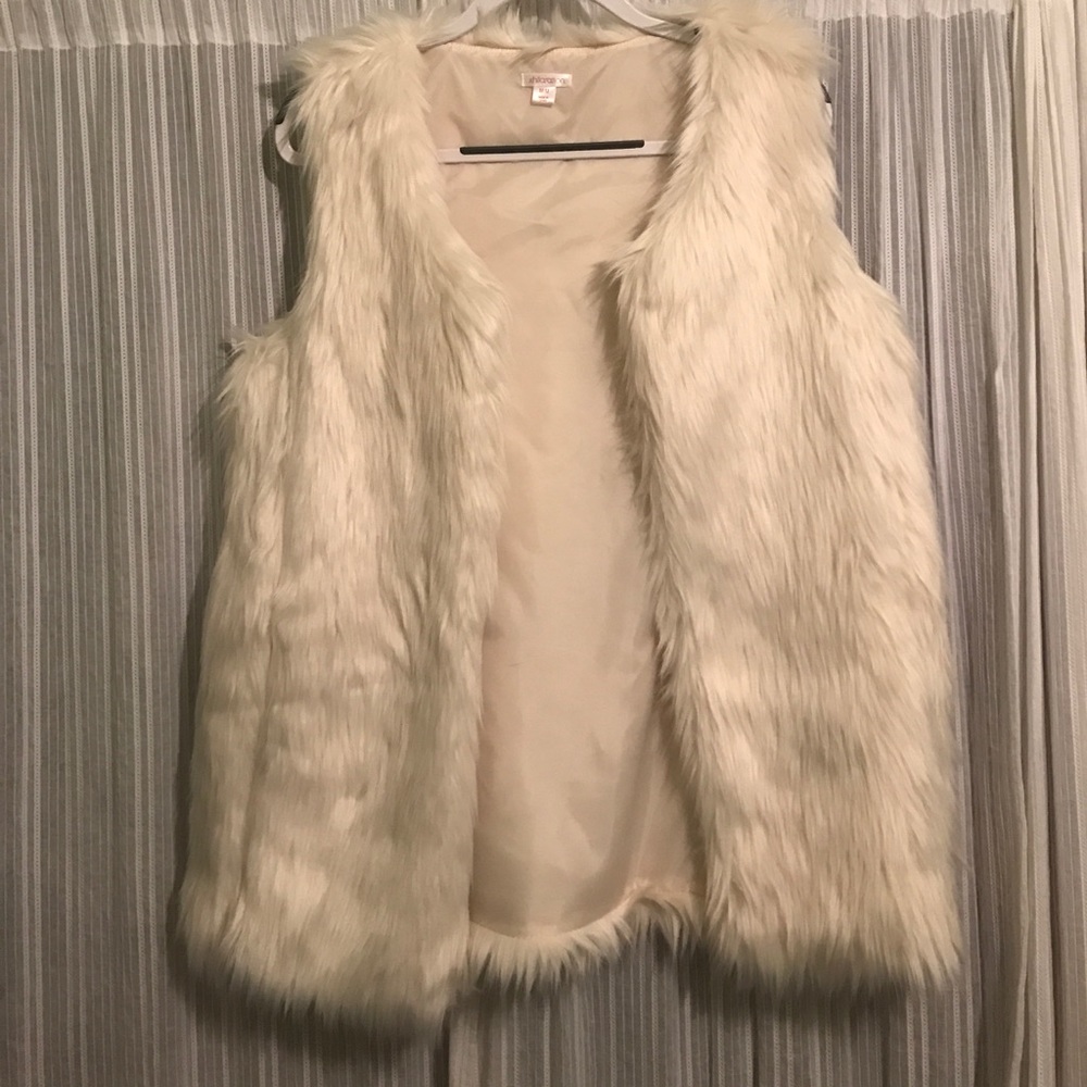 Cream Colored Faux Fur Vest