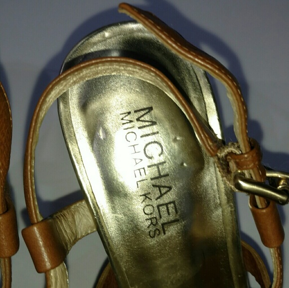Michael Kors brown leather strappy cork heel - Picture 2 of 2