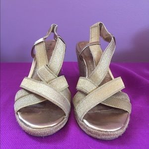 Sparkly Gold Platform Sandals, Size 7, Merona
