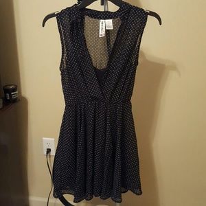 Black and White Polka Dot Print Dress