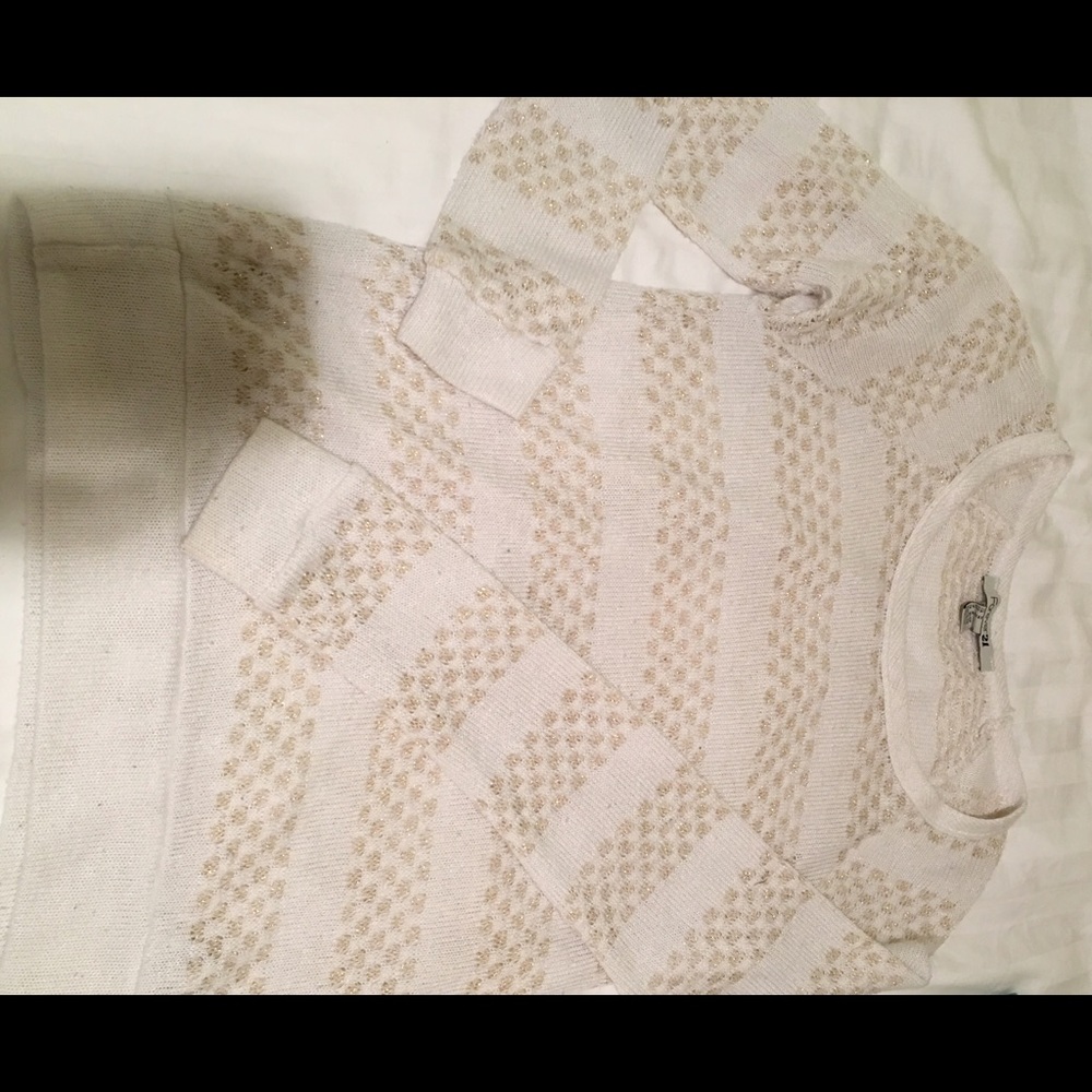 Plain white and gold winter sweater