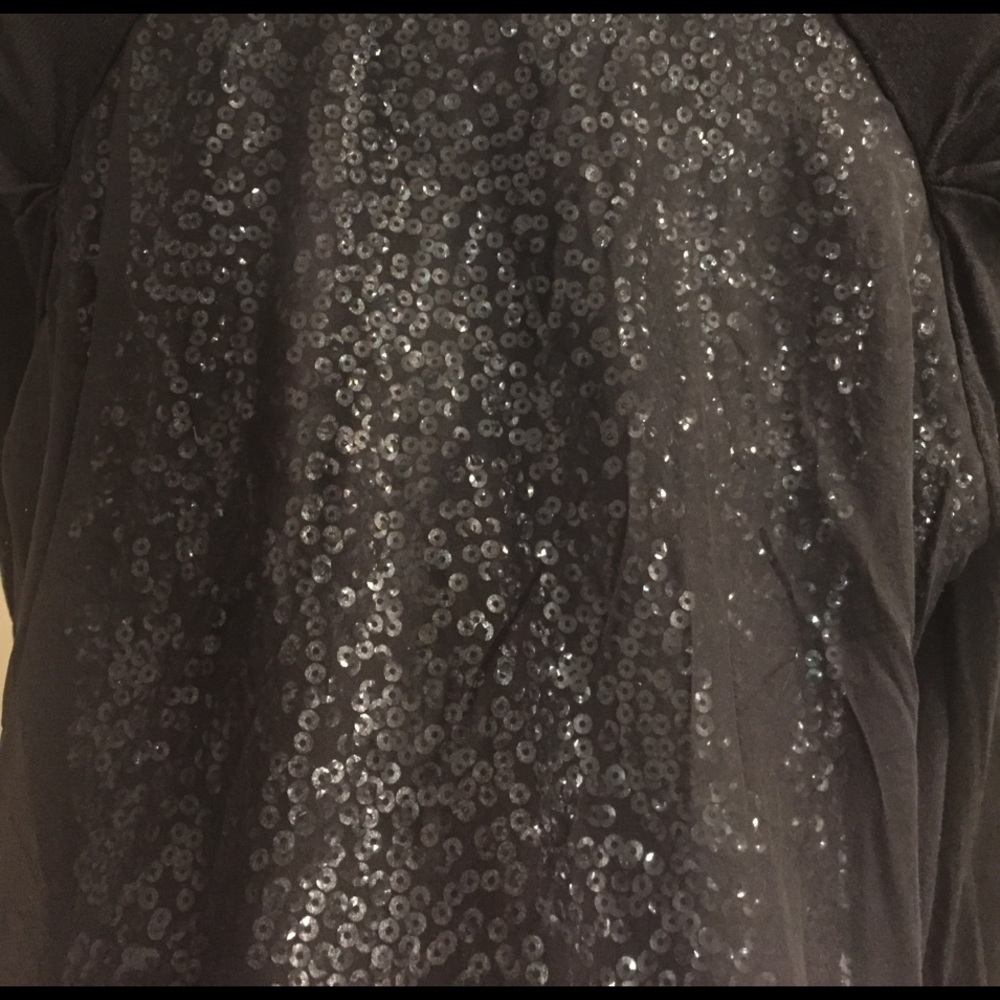 2B. RYCH black Chiffon Overlay Sweater, sequins! - Picture 3 of 8
