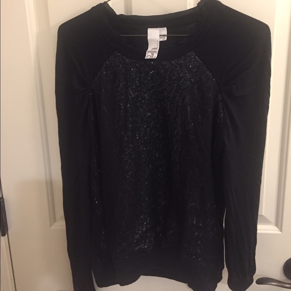 2B. RYCH black Chiffon Overlay Sweater, sequins! - Picture 7 of 8