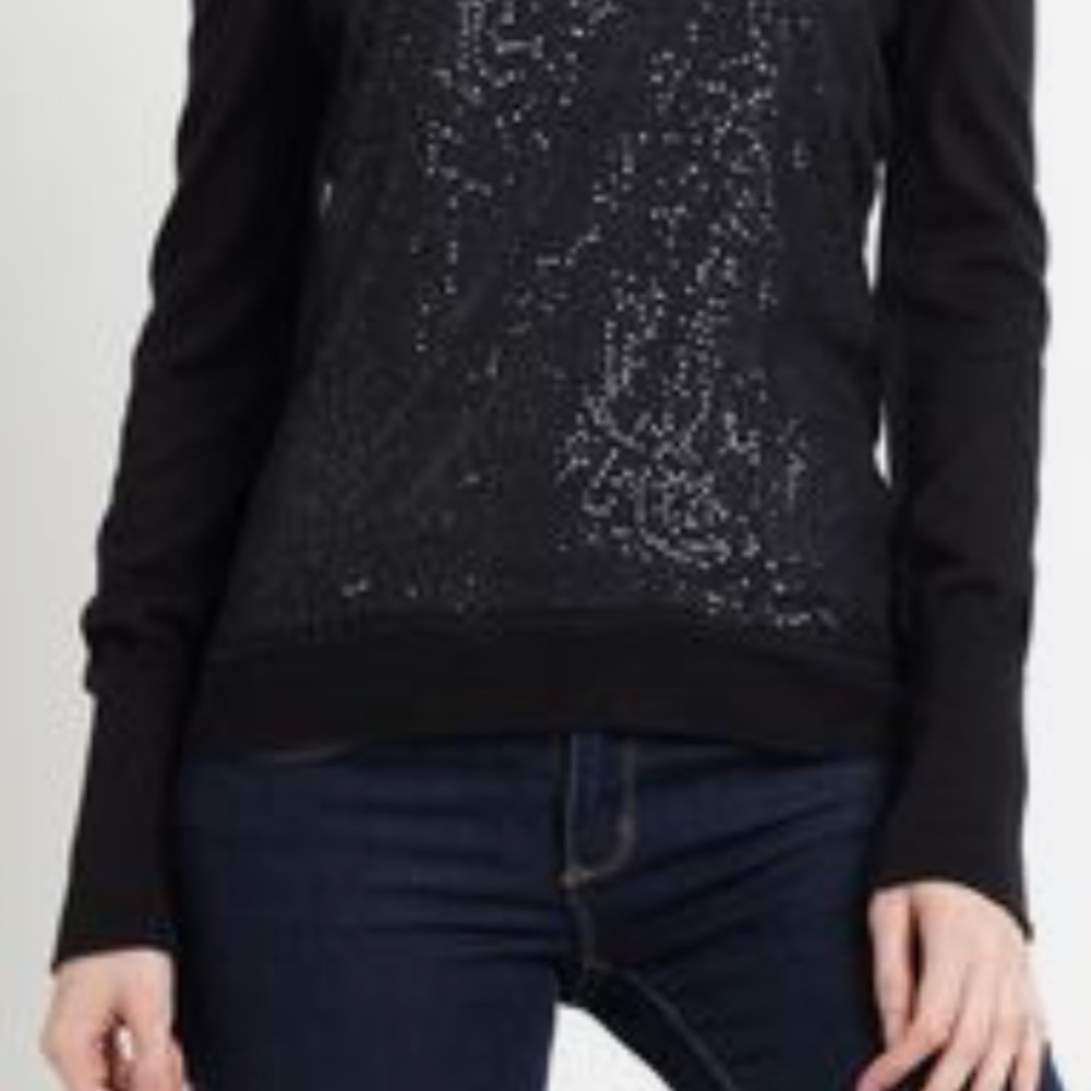 2B. RYCH black Chiffon Overlay Sweater, sequins! - Picture 8 of 8