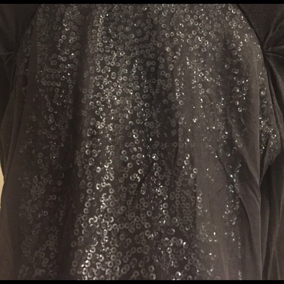 2B. RYCH black Chiffon Overlay Sweater, sequins! - Picture 3 of 8