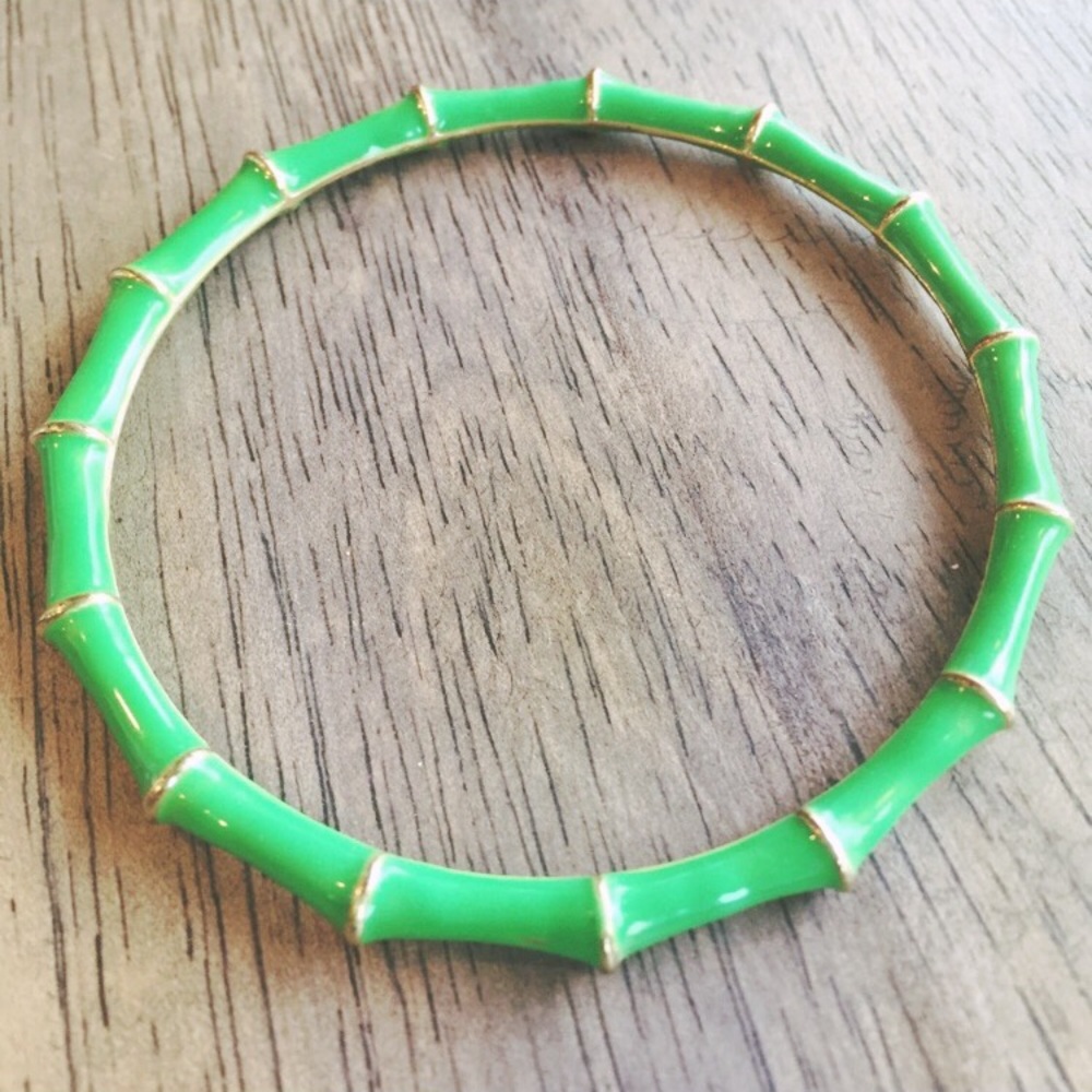 Green & Gold Faux Bamboo Bangle