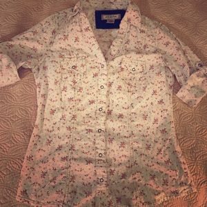 Floral print bottom down shirt