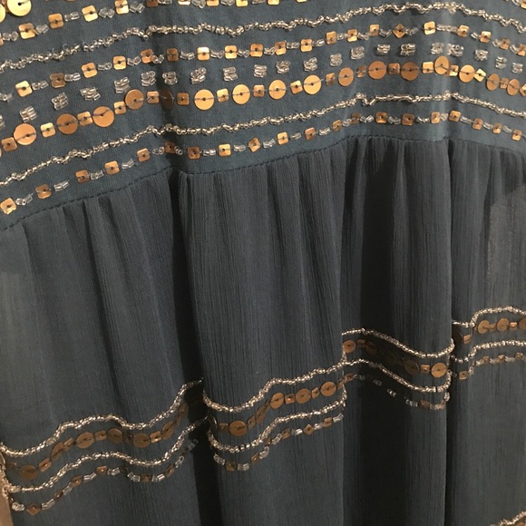 Blue and Gold Beaded Tank - Picture 2 of 2