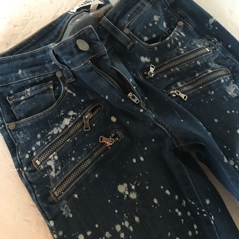 Paige distressed jeans with zippers