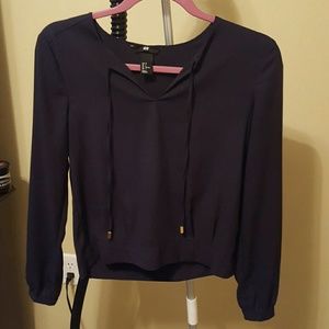 Navy Blouse with tie