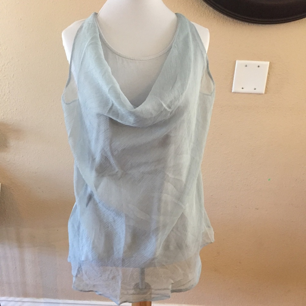 Esley Light aqua Sheer Sleeveless top