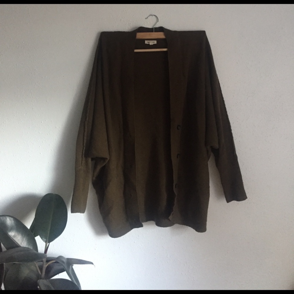 UO oversized slouchy olive green sweater/cardigan