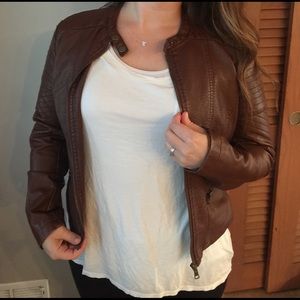Faux leather bomber jacket
