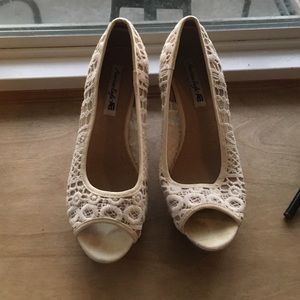 Cream lace wedges