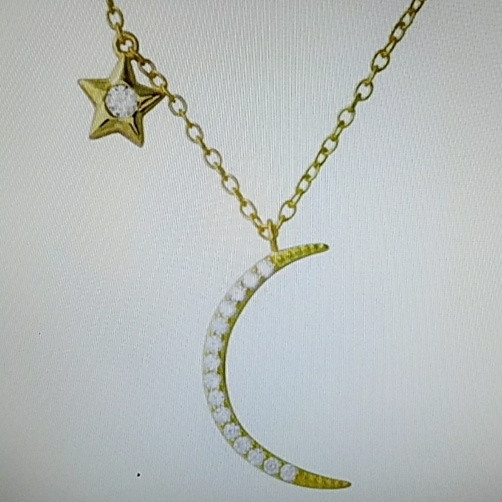GOLD PLATED MOON AND SUN NECKLACE - Picture 6 of 8