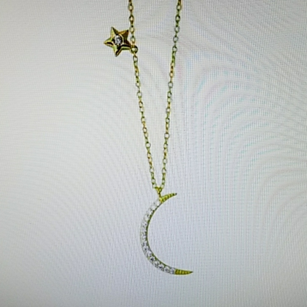 GOLD PLATED MOON AND SUN NECKLACE - Picture 7 of 8