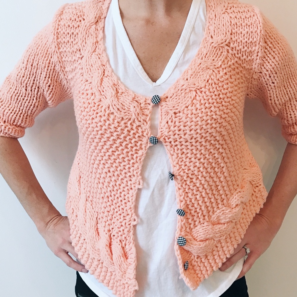 Free People Peachy Chunky Knit Crop Cardigan